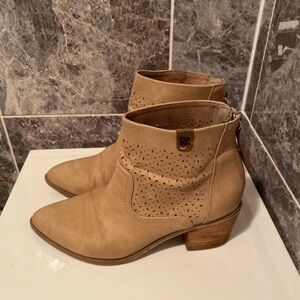 Refresh Tan Perforated Ankle Boots